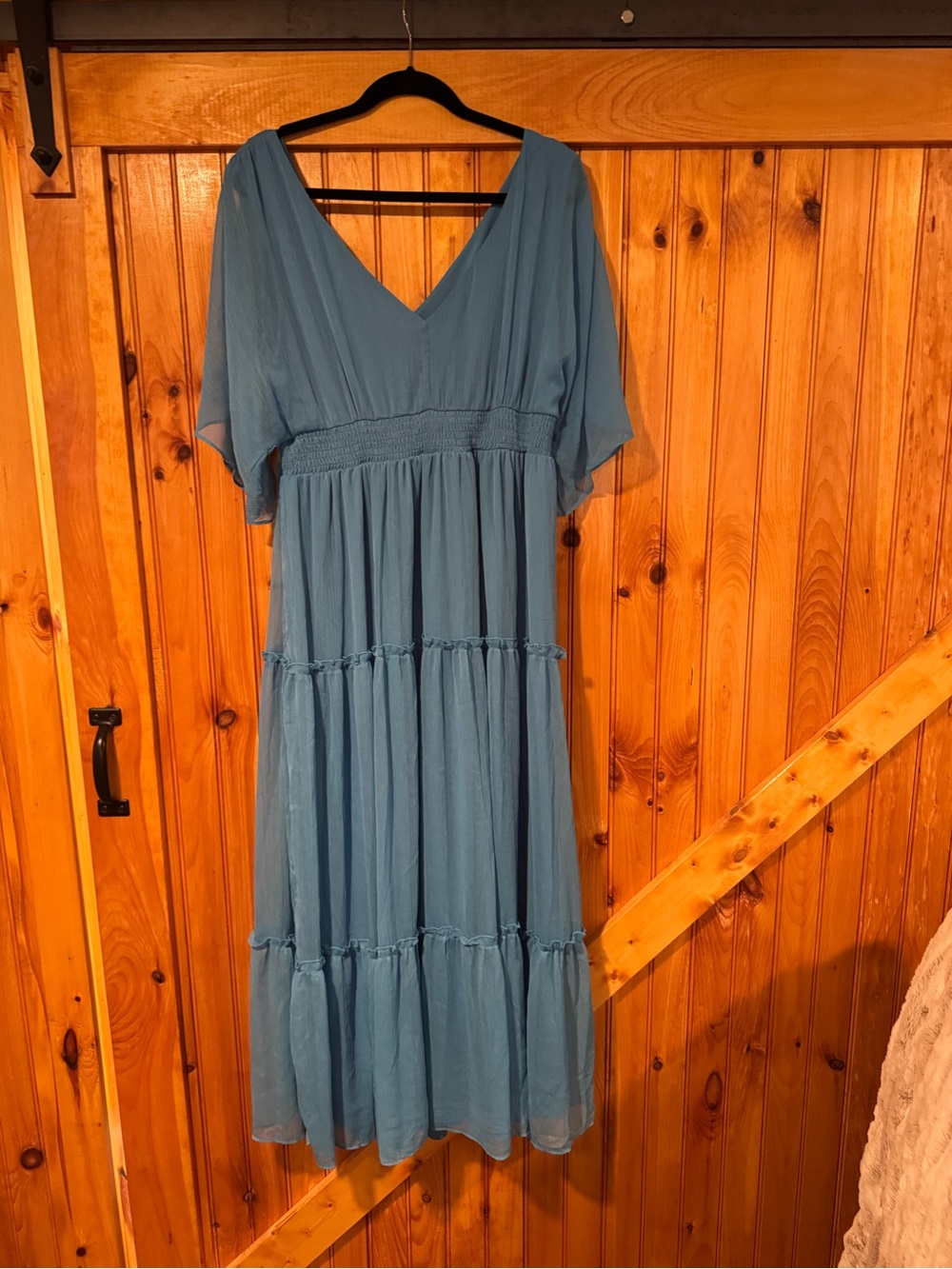 VENUS Dusty Blue Maxi Dress with V-Neck